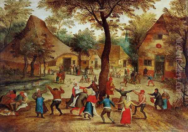 Village Scene with Dance around the May Pole Oil Painting - Pieter the Elder Bruegel