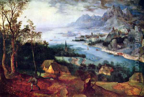 River Landscape with a Sower Oil Painting - Pieter the Elder Bruegel