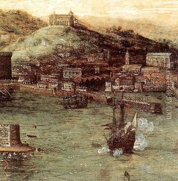 Naval Battle in the Gulf of Naples (detail) Oil Painting - Pieter the Elder Bruegel