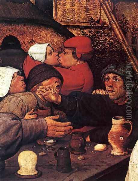 The Peasant Dance (detail) 2 Oil Painting - Pieter the Elder Bruegel