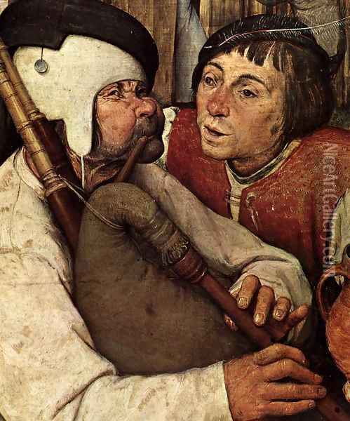 The Peasant Dance (detail) 4 Oil Painting - Pieter the Elder Bruegel