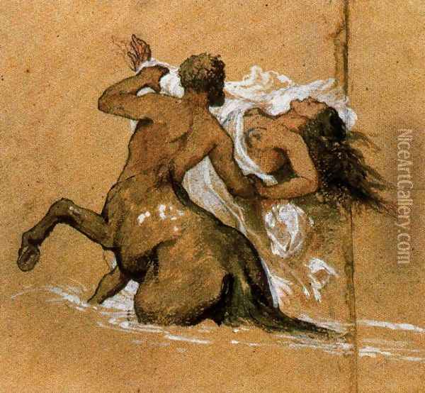 Centaur and nymph Oil Painting - Arnold Bocklin