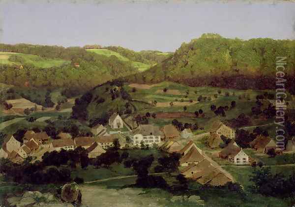 A View of the Village of Tenniken, 1846 Oil Painting - Arnold Bocklin