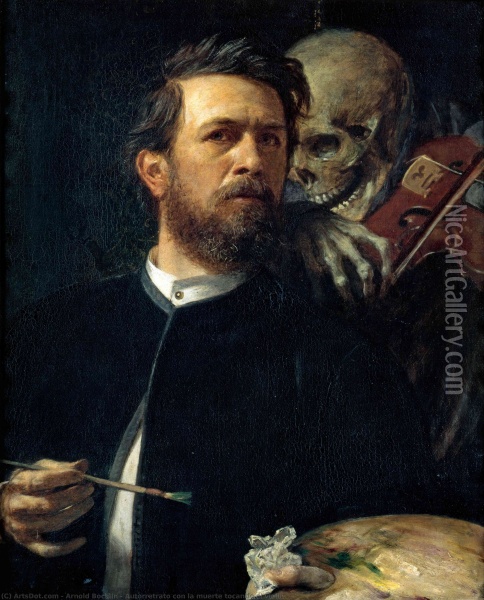 Self Portrait with Death Oil Painting - Arnold Bocklin