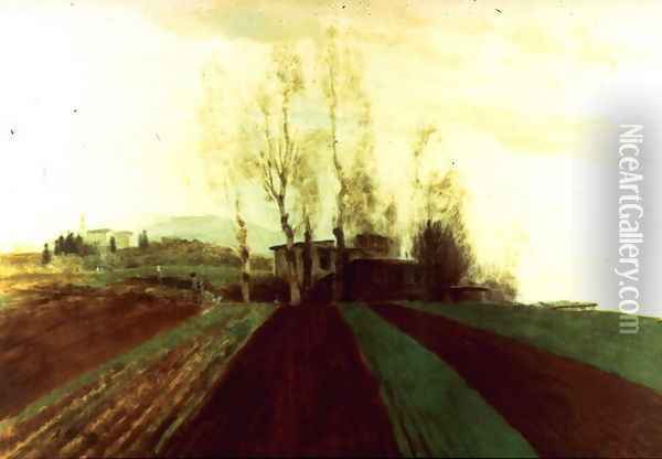 Arable land corridors in the early spring Oil Painting - Arnold Bocklin