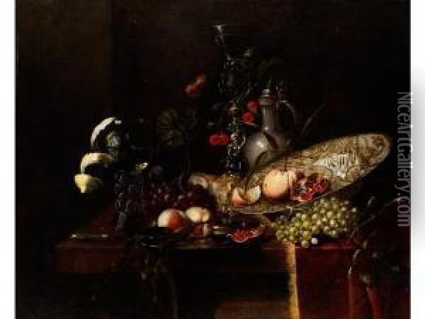 Fruchtestilleben Mit Prunkgefassen Oil Painting - Juriaen van Streeck