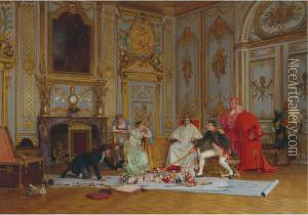 Planning Napoleon's Coronation Oil Painting - Jehan Georges Vibert