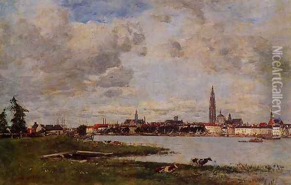 Anvers, la tete de Flanders Oil Painting - Eugene Boudin
