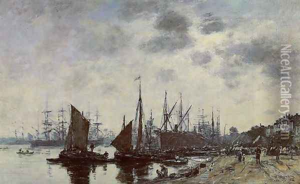 Bordeaux, Bacalan, View from the Quay Oil Painting - Eugene Boudin