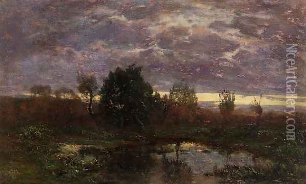Pond at Sunset Oil Painting - Eugene Boudin