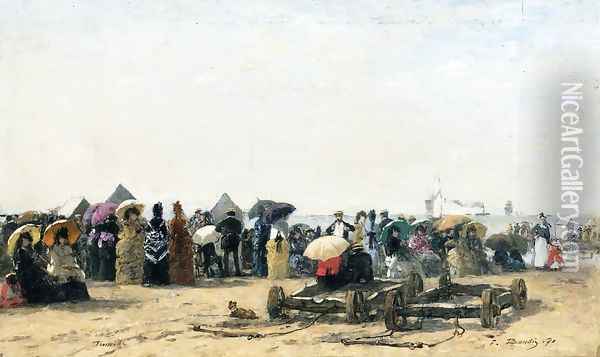 Beach Scene at Trouville Oil Painting - Eugene Boudin