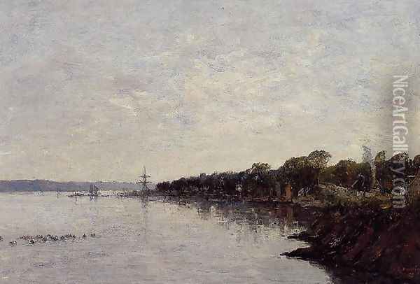 Brest, the Banks of the Harbor Oil Painting - Eugene Boudin