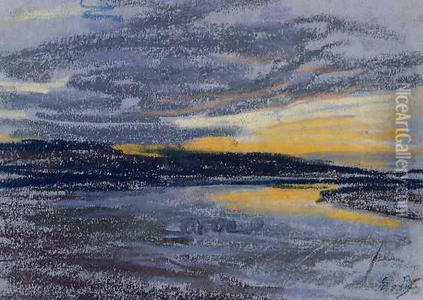 Sunset Oil Painting - Eugene Boudin