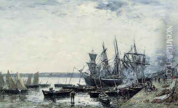 Camaret, the Port I Oil Painting - Eugene Boudin