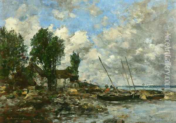 The Shore at Plougastel I Oil Painting - Eugene Boudin
