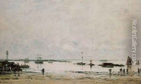 Portrieux, the Port, Low Tide Oil Painting - Eugene Boudin