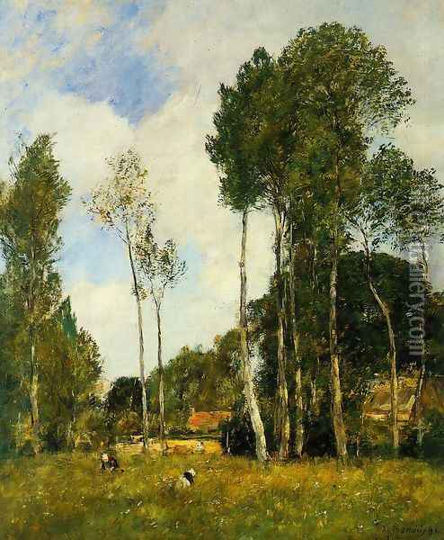 Oiseme Landscape, near Chartres Oil Painting - Eugene Boudin