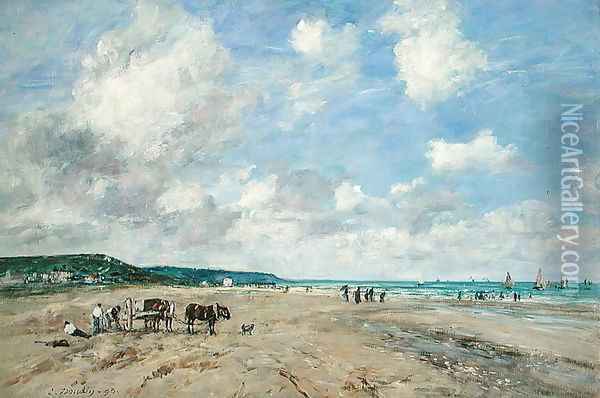 The Beach at Tourgeville 1893 Oil Painting - Eugene Boudin