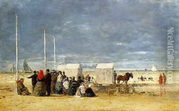 On the Beach 1867 Oil Painting - Eugene Boudin
