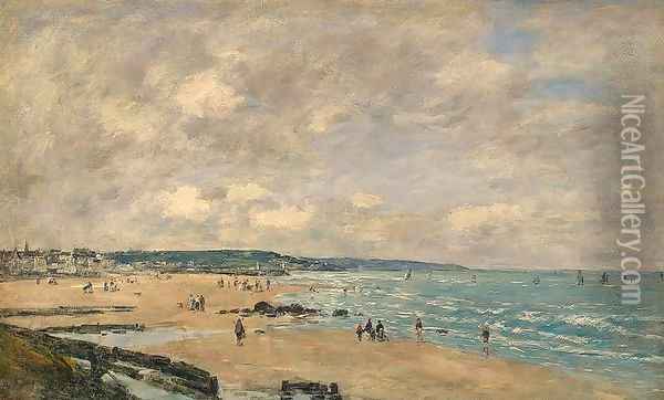 The Beach at Trouville 1893 Oil Painting - Eugene Boudin