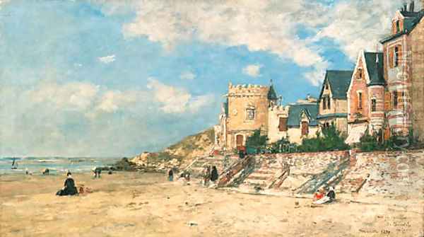 La Tour Malakoff et le rivage a Trouville Oil Painting - Eugene Boudin