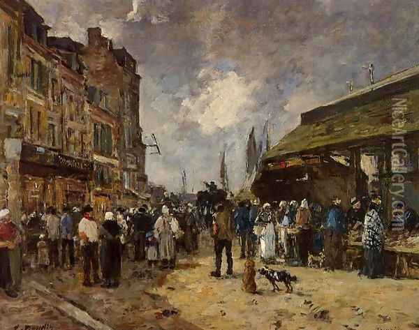Trouville Fish Market 1871 Oil Painting - Eugene Boudin