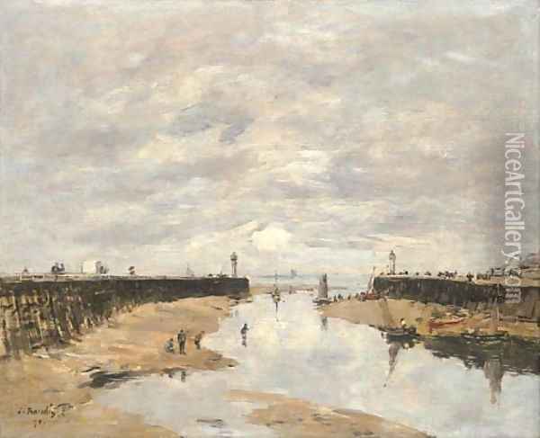 Les jetees, maree basse, Trouville Oil Painting - Eugene Boudin