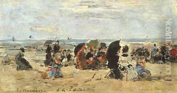 Trouville Scene de plage 3 Oil Painting - Eugene Boudin