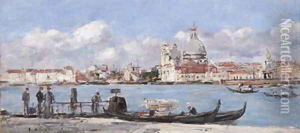 Venise La salute et la douane La giudecca au fond Vue prise du grand canal Oil Painting - Eugene Boudin