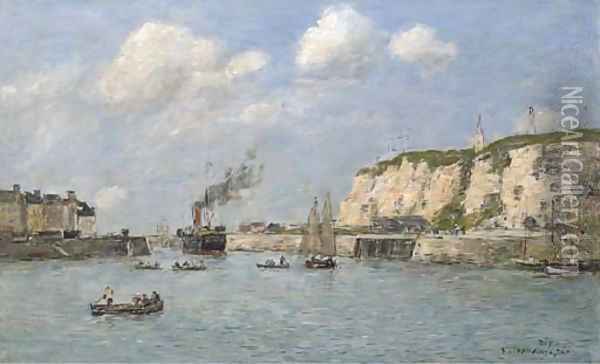 L'entree du port, Dieppe Oil Painting - Eugene Boudin