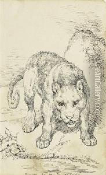 Tiger Stalking Its Prey Oil Painting - Joseph Simon Volmar