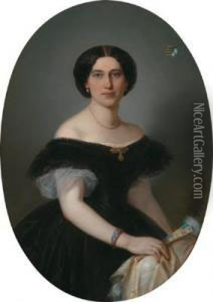 Portrait Of Leonie Oil Painting - Carl Martin Von Ebersberg