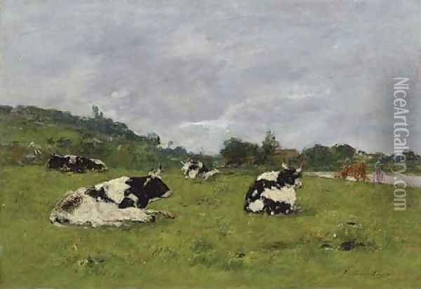 Vaches au paturage 2 Oil Painting - Eugene Boudin