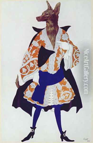 Costume design for The Wolf, from Sleeping Beauty, 1921 Oil Painting - Leon Samoilovitch Bakst