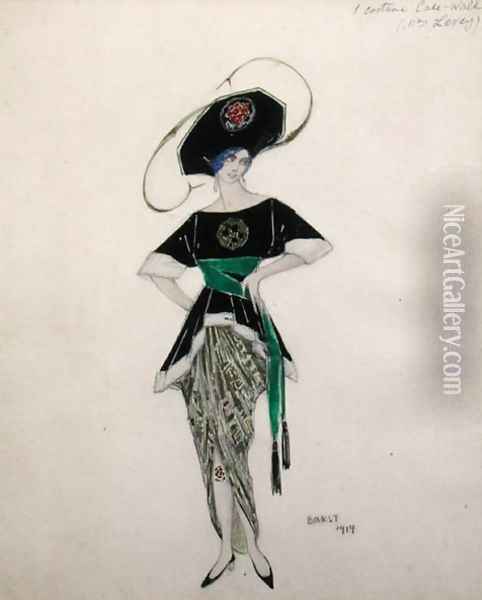 Costume design for Ethel Levy in 'Hello Tango', 1913 Oil Painting - Leon Samoilovitch Bakst