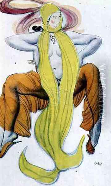 Costume design for a Bacchic Dancer, from The Legend of Joseph, c.1914 Oil Painting - Leon Samoilovitch Bakst