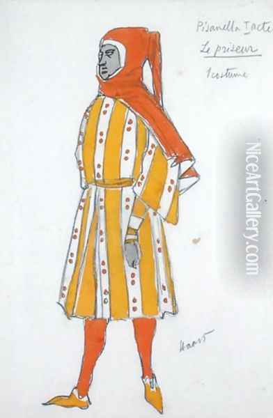 Costume Design for 'Le Priseur' from 'La Pisanella ou La Morte Parfumee', 1913 Oil Painting - Leon Samoilovitch Bakst