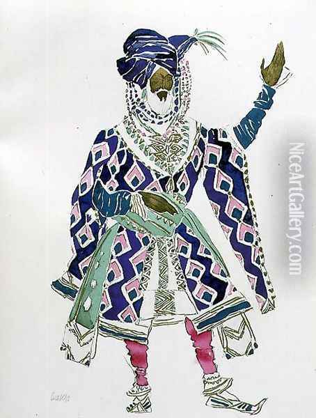 Costume Design for a Sultan Oil Painting - Leon Samoilovitch Bakst
