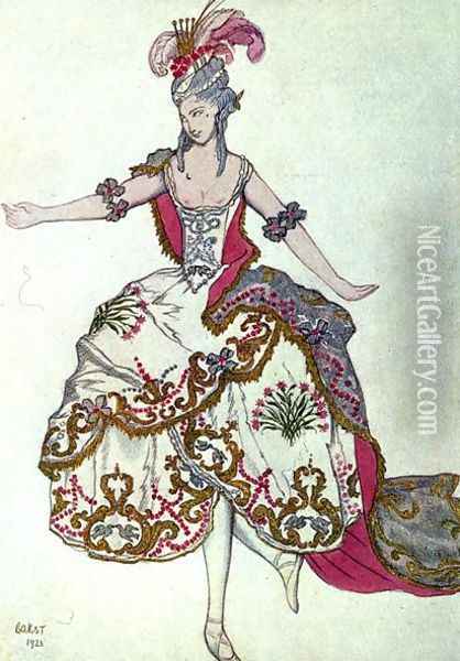 Costume design for The Fairy Carnation, from Sleeping Beauty, 1921 Oil Painting - Leon Samoilovitch Bakst