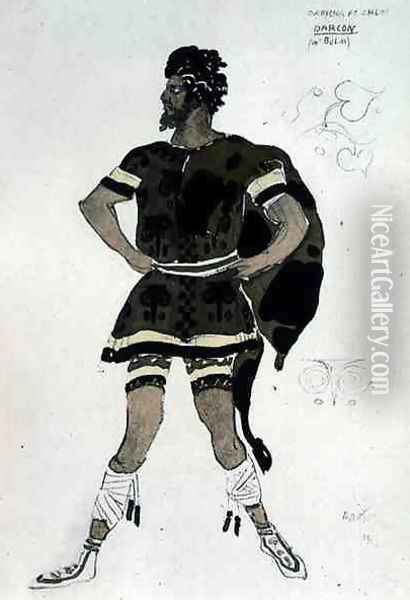 Costume for Darcon, from Daphnis and Chloe, c.1912 Oil Painting - Leon Samoilovitch Bakst