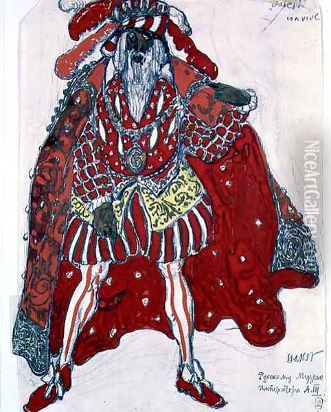 Costume of a Guest for the ballet 'Legend of Joseph', c.1914 Oil Painting - Leon Samoilovitch Bakst