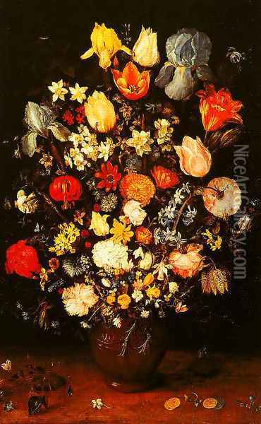 Vase of Flowers with Irises Oil Painting - Jan The Elder Brueghel