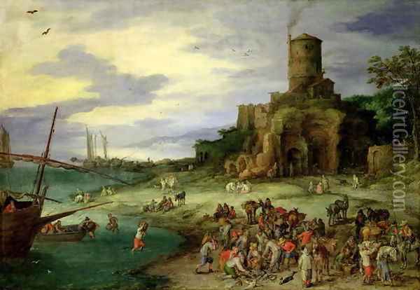 Fishermen on the Shore Oil Painting - Jan The Elder Brueghel