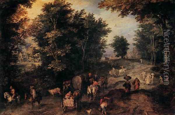 The Caravan Oil Painting - Jan The Elder Brueghel
