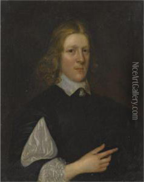Portraits Of Thomas Papillon Of Papillon Hall And Acrise, Kent; Andhis Wife Jane Broadnax Oil Painting - Robert Walker