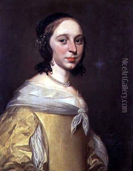 Portrait of a Lady in a Yellow Dress Oil Painting - Jan De Bray