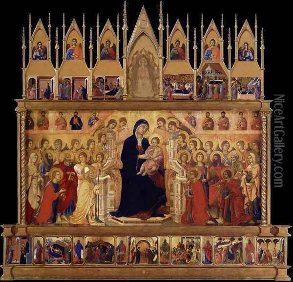 Conjectural reconstrruction of the Maesta (front) Oil Painting - Duccio Di Buoninsegna