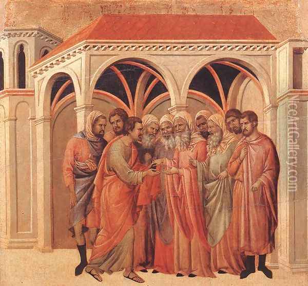 Pact of Judas 1308-11 Oil Painting - Duccio Di Buoninsegna