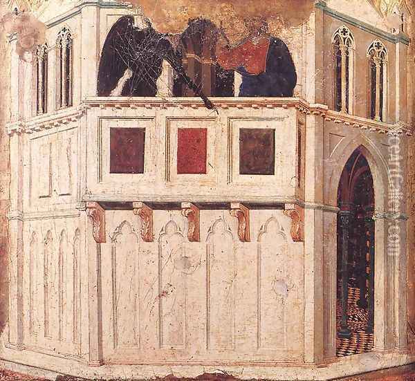 Temptation on the Temple 1308-11 Oil Painting - Duccio Di Buoninsegna