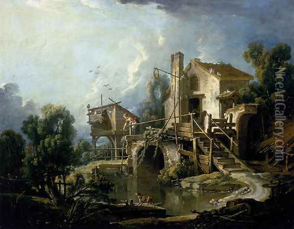 The Mill at Charenton 1750s Oil Painting - Francois Boucher